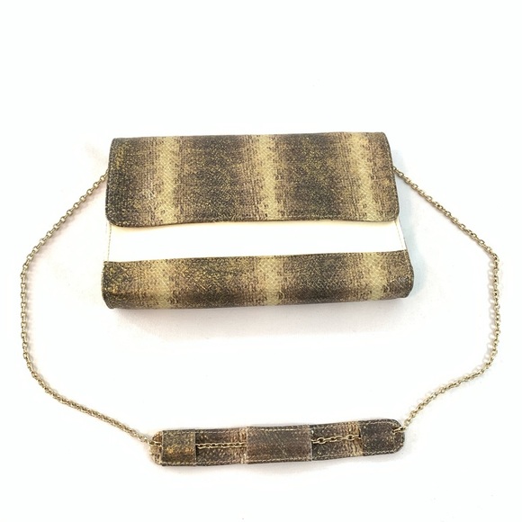 NWT Lauren Merkin snake embossed chain clutch bag - Picture 1 of 16